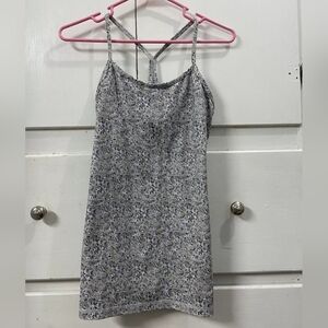 Lululemon Power Y Tank Top Gray Floral Women's Size 6